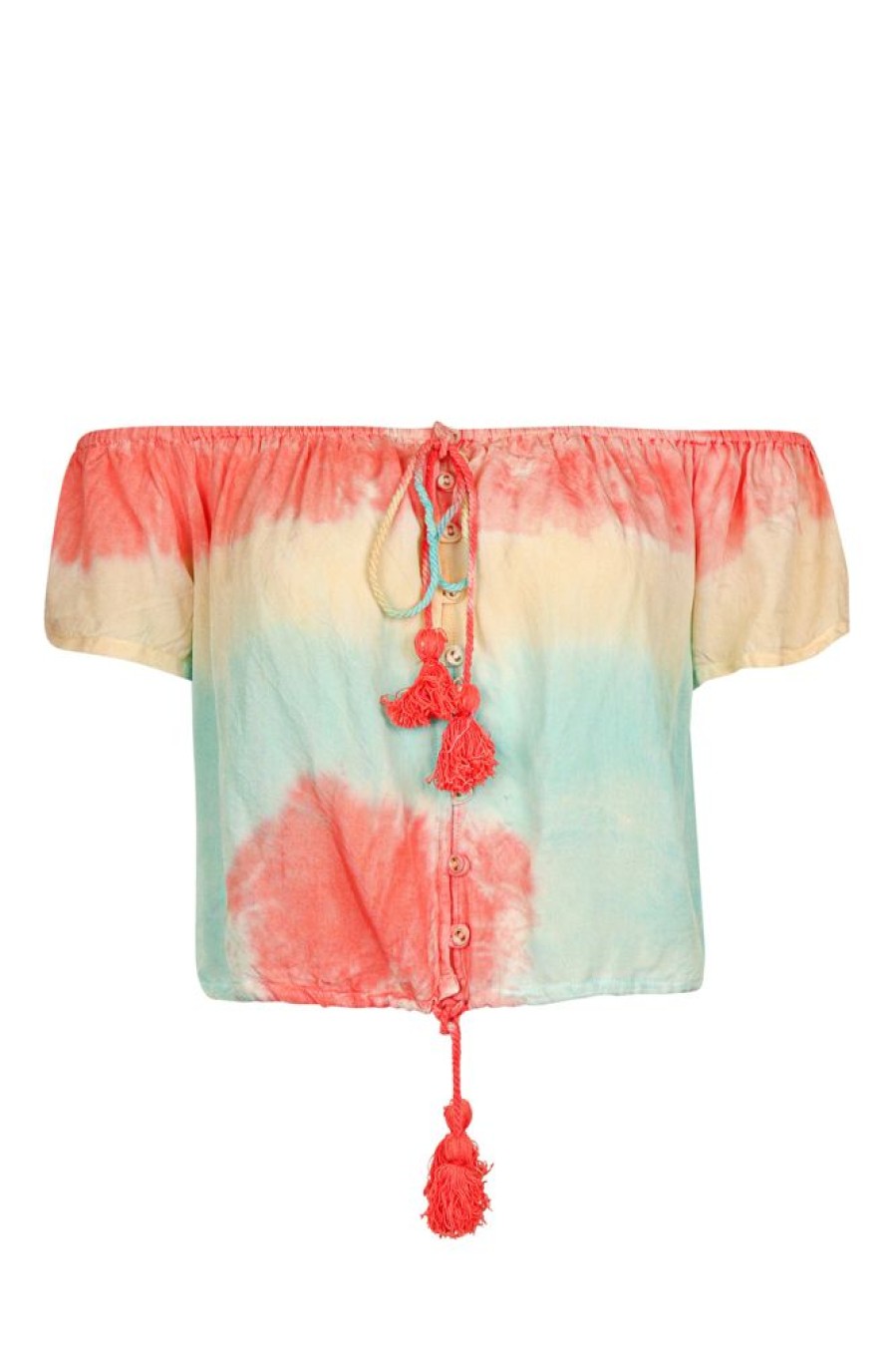 Kleidung ibizamode  | Schulterfreies Top Crazy Coral